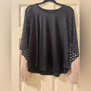 Daytrip Black and Baby Pink Polka Dot Blouse